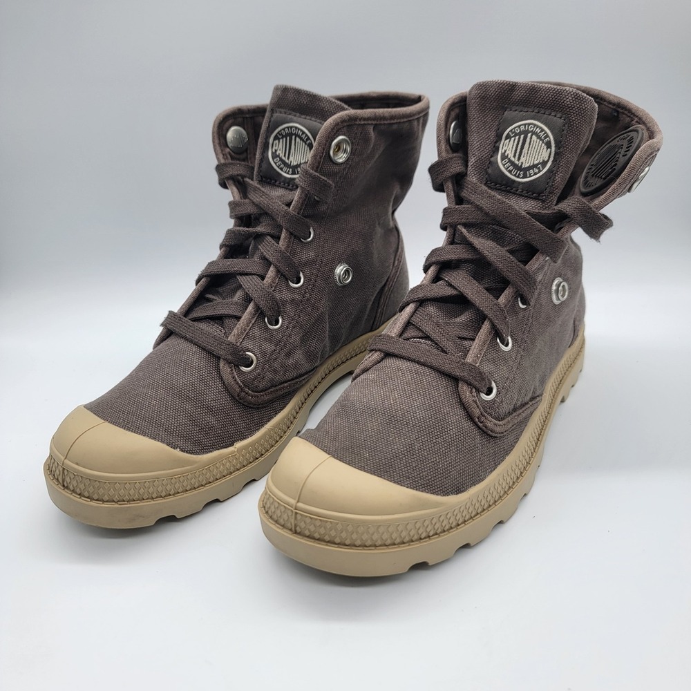 Palladium Womans Heavy Canvas High Top baggy Pallabrousse Combat Sz 8 Fold Down